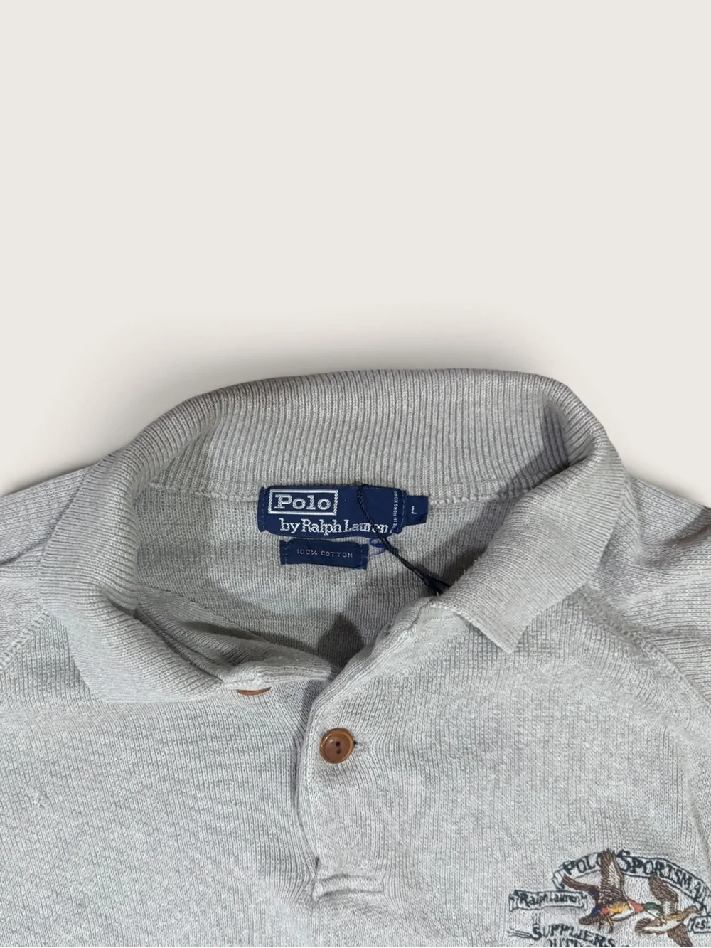 Polo Ralph Lauren Sportsman Pullover Sweatshirt Gray Embroidered Ducks L - Picture 4 of 7
